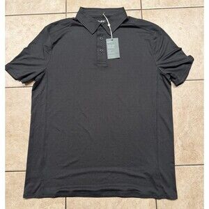 Anaheim Ducks Shirt Mens L Heather Black Quince Flowknit Breeze Performance Polo